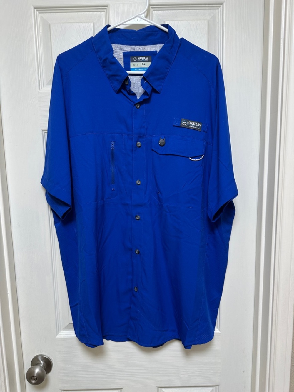 Magellan Outdoors Men's Button-Front Short-Sleeve Shirt - Blue